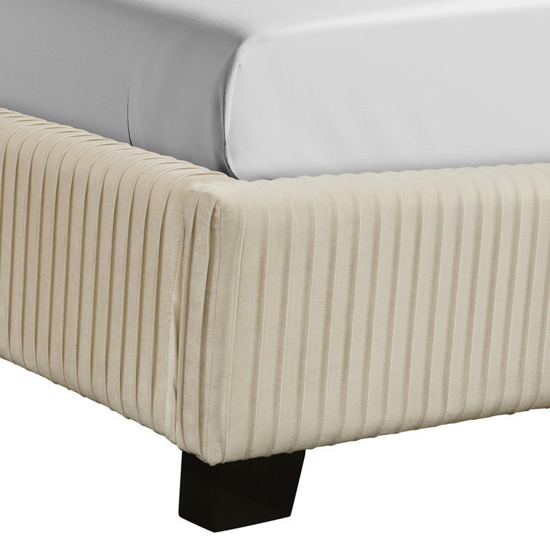 Lit tapissier dans une boîte beige, Beige, Très grand lit