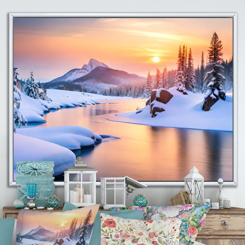 Hiver, beauté de l'Alaska IV, H 30 po x l 40 po x P 1,5 po, Cadre flottant blanc