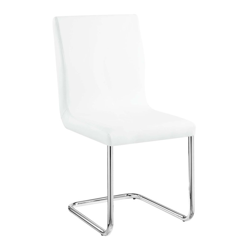Chaise d'appoint rembourrée blanche et chromée 23 po Buehrer (ensemble de 2), chaises de salle à manger, chaises de cuisine