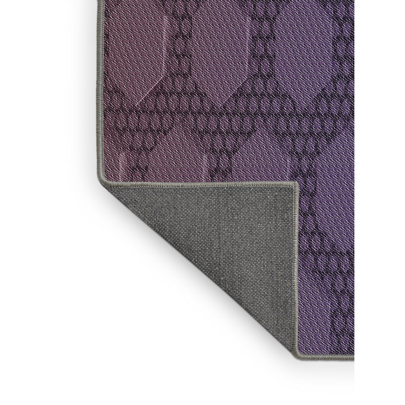 Laine tissé à la machine et polyester mauve/noir Tapis décoratif, Rectangle 7 pi x 10 pi