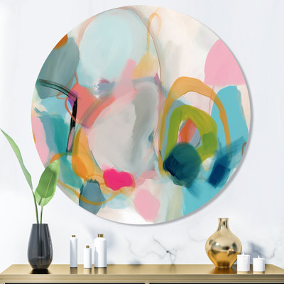 Bassirou, rose, bleu, minimalisme, fludité, V sur impression métallique