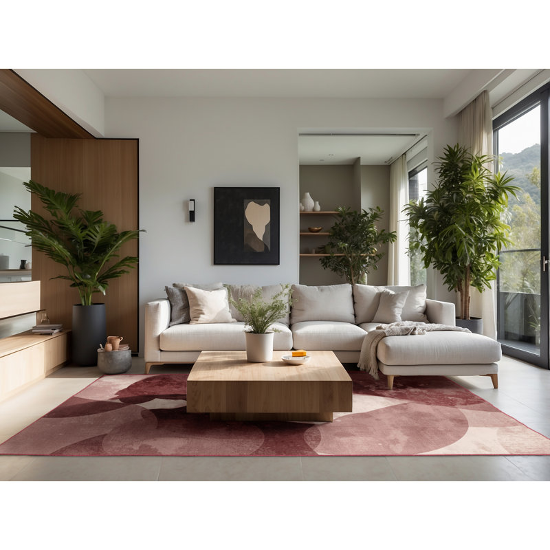 Soft Plush Ferree Valentines Modern & Contemporary Abstract Area Rug in Brown – Rose Binding, 3x5