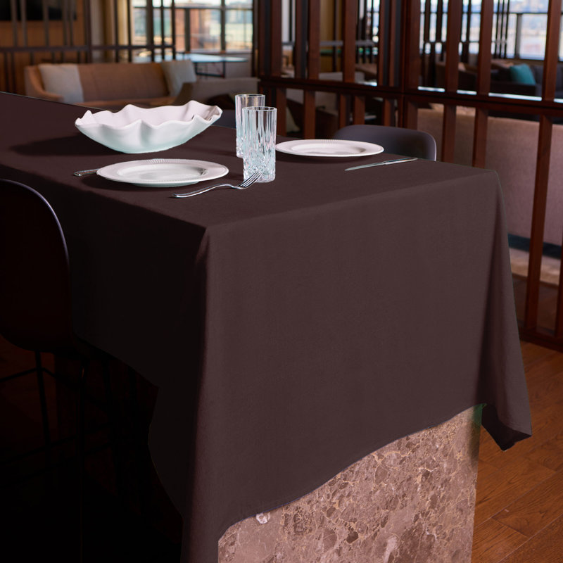Charleston Woven Cotton Rich Tablecloth  60"x102" In Nut Brown, Brown, 102" L x 60" W