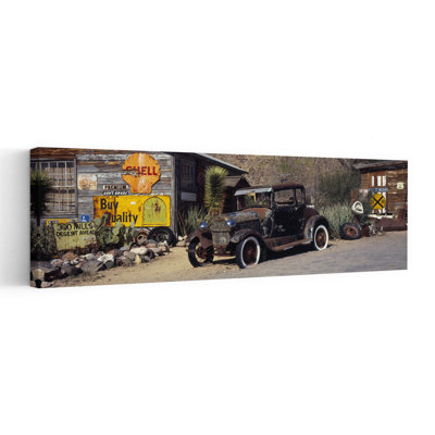 Abandonné une voiture rétro au bord de la route, Route 66, Arizona, États-Unis, art contemporain, art mural
