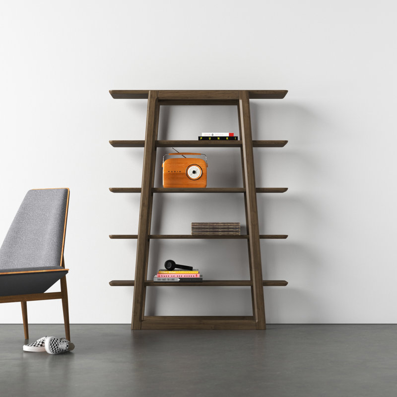 Lacey 61.81'' H x 46.53'' W Wood Etagere Bookcase, Black Walnut