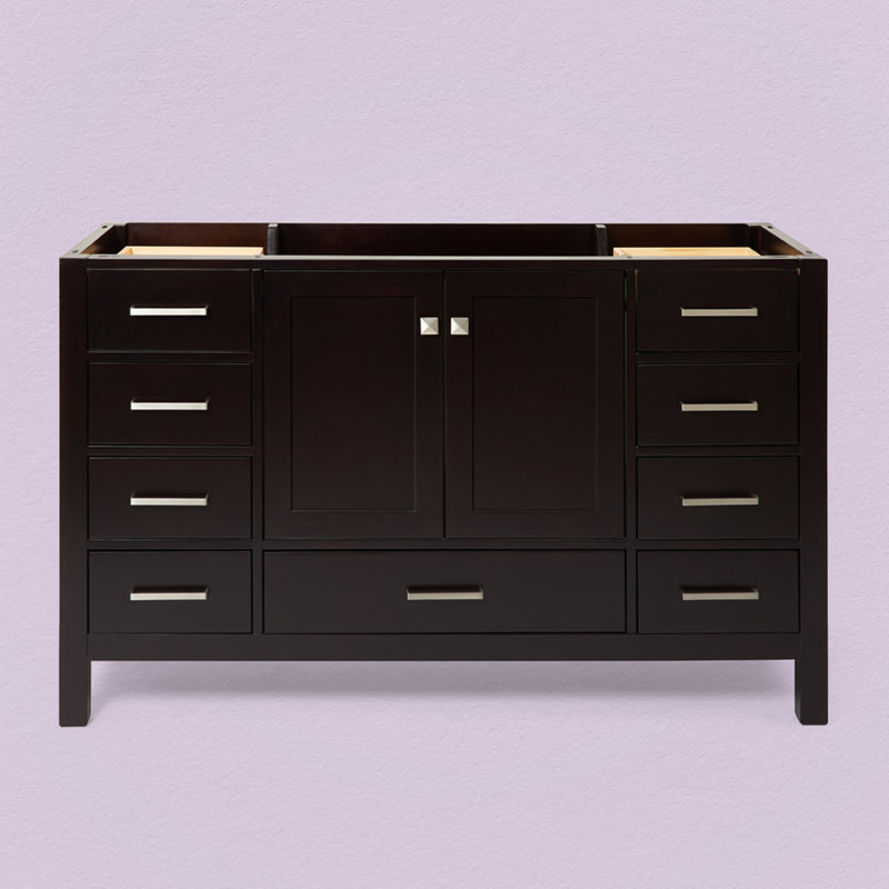 Cambridge 54'' W Single Bathroom Vanity Base, Brushed Nickel, Espresso