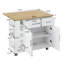 Îlot de cuisine multifonctionnel avec 2 armoires, tiroirs - étagère à épices pratique, porte-serviette, magnifique table en bois d'hévéa blanc pratique
