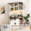 Armoire de rangement Pantry avec porte de grange coulissante et tablette ouverte