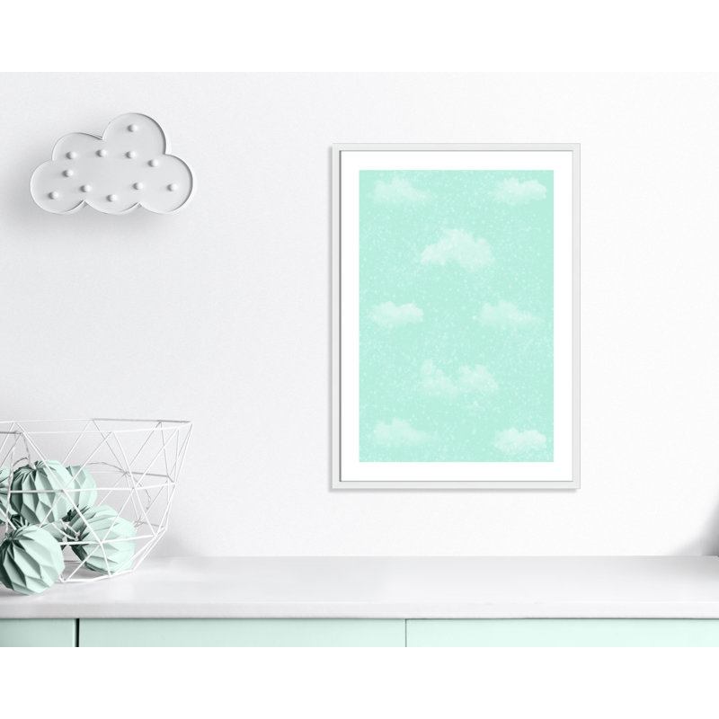 Art unique de nuages scintillants, H 35,5 po x l 25,5 po x P 1,1875 po, Encadré de boîte blanc