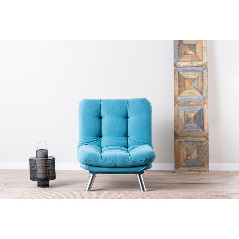 Fauteuil convertible capitonné l 34,65 po, Microfibre turquoise