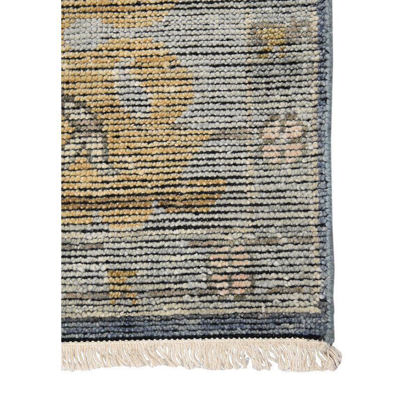 Jwell Hand Knotted Wool Geometric Area Rug, Rectangle 9' x 12'