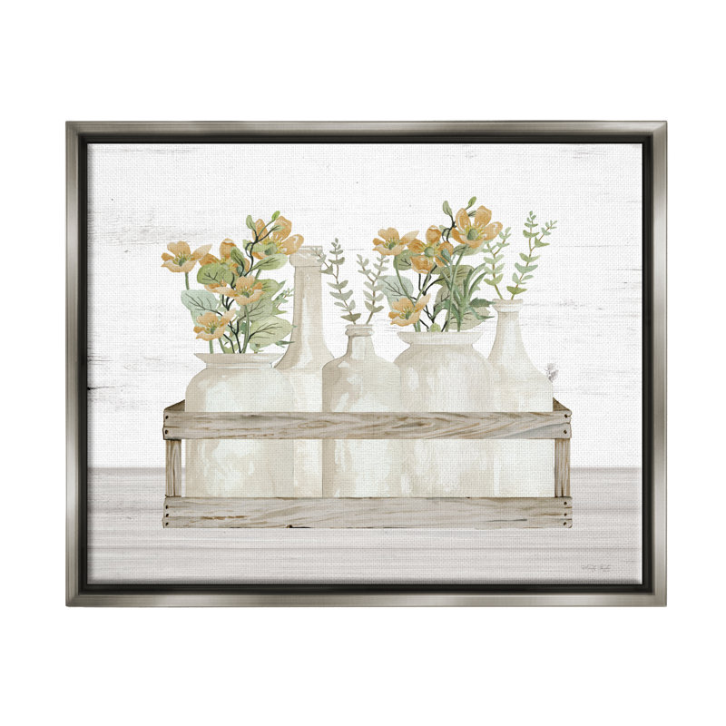 Bb-186-Floater Rustic Herb Jars, reproduction d'art sur toile, Cadre flottant gris lustré, H 25 po x l 31 po x P 1,7 po