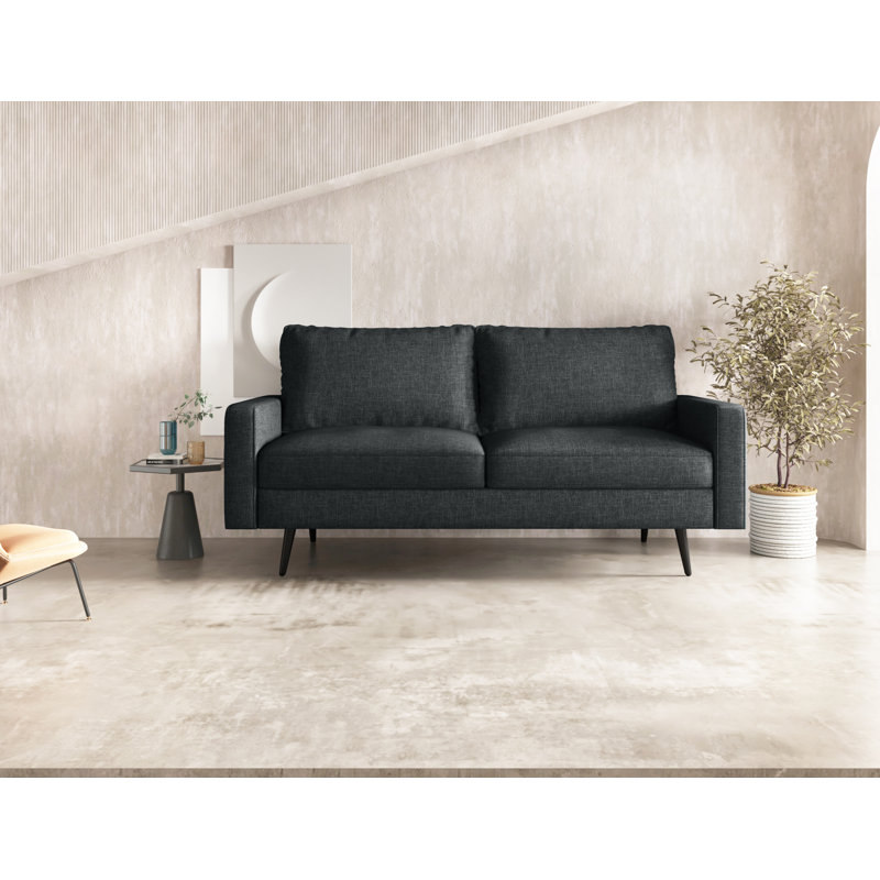 Canapé 70 avec accoudoirs carrés, Polyester gris foncé