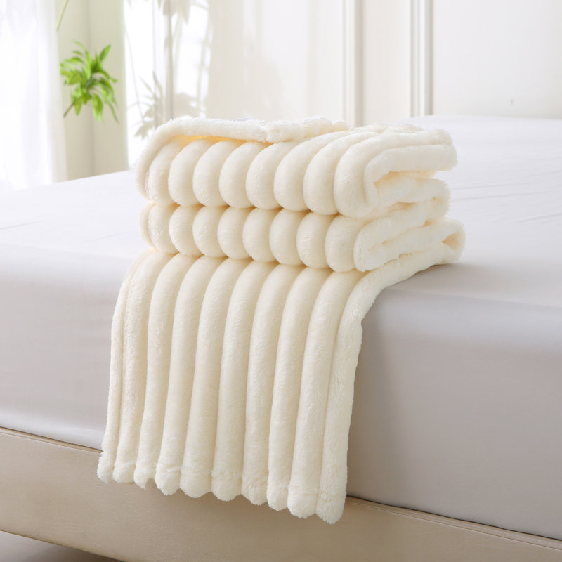 Couverture pour lit double en jersey de flanelle soyeuse de qualité supérieure très douce JML, Blanc, Grand lit
