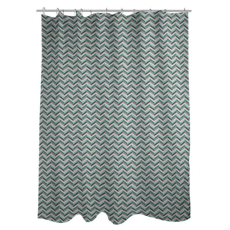 Rideau simple à chevrons, Vert / Gris