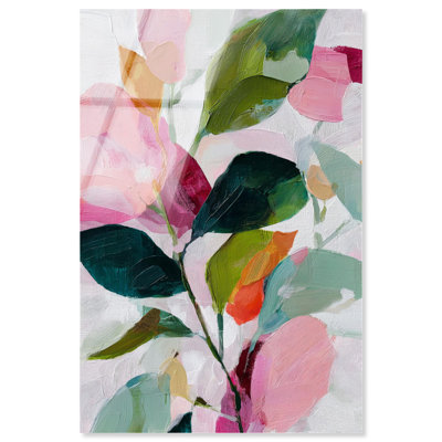 Art mural avec palmier rose, art expressif, prêt à accrocher, 36 x 54