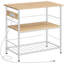 Kitchen Island Table With Storage And Power Outlet, 3-Tier Coffee Station And Microwave Stand For Home, Kitchen, And Dining Room, Natural And White