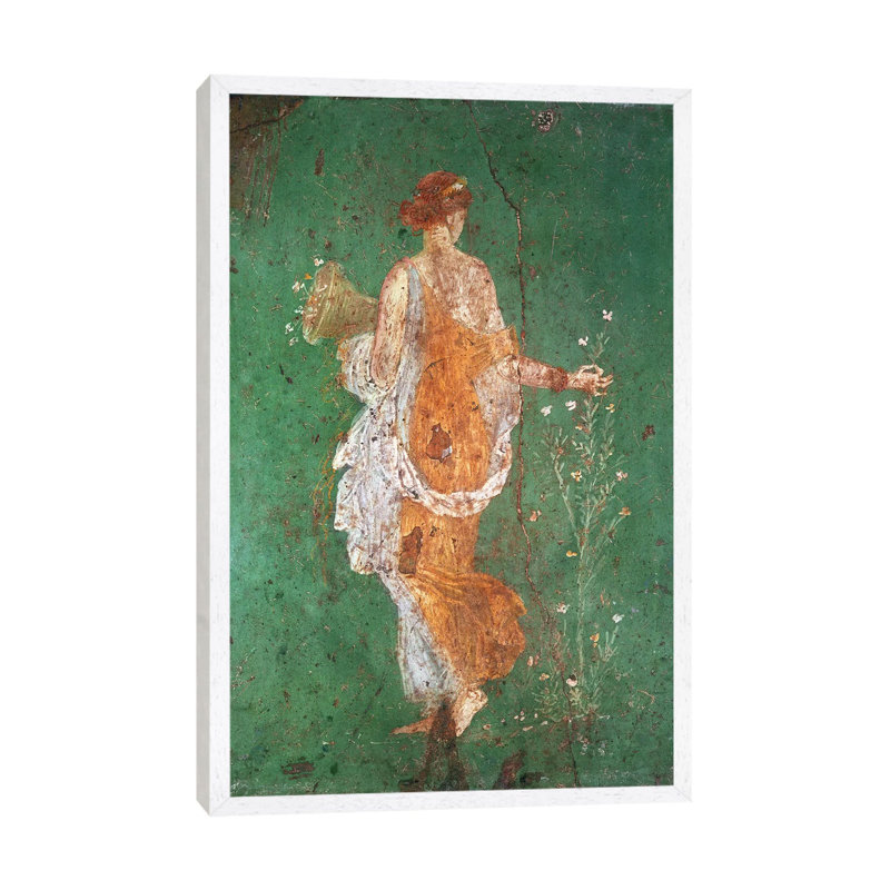 Spring, Maiden Gathering Flowers, from the Villa of Varano in Stabiae, C.15 Bc-60 Ad 1 Piece Floater Frame Painting on Canvas