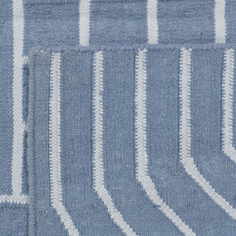 Ziggy Geometric Area Rug in Deep Ocean Blue, Rectangle 5' x 8'