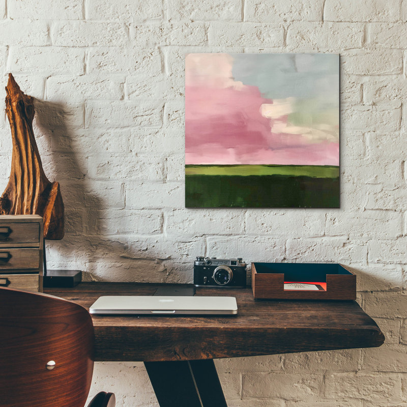«Pink Fields At Sunrise» par Svetlana Aleynikova, art mural en verre acrylique, H 12 po x l 12 po x P 0,13 po