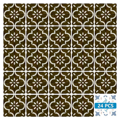 Carreau de mosaïque floral auto-adhésif en vinyle 5 po x 5 po