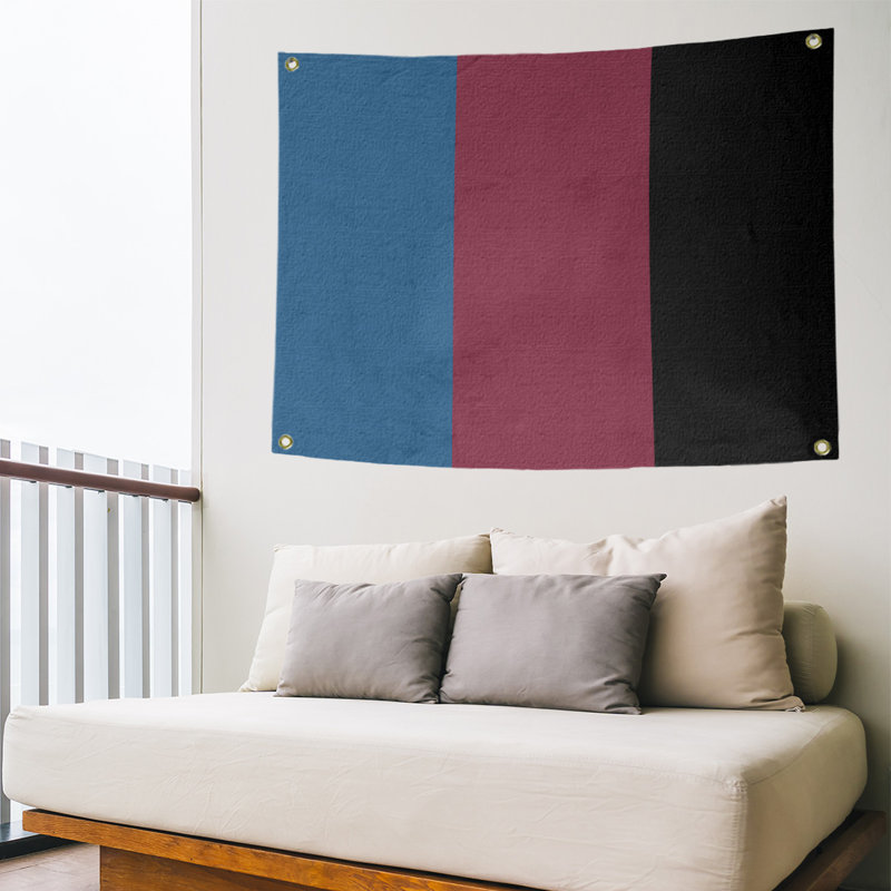 Tapisserie de polyester Colorado, Bleu / bourgogne / noir, H 50 po x l 59 po x P 1 po