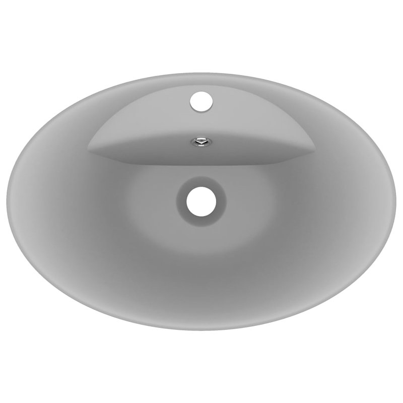 Belfry Bathroom Pearlene 390mm W Ceramic Oval Sink with Overflow, Light Grey