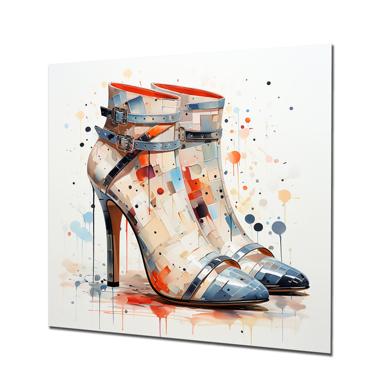 Talons hauts blancs et gris Mid Century Elegance - mode, talons hauts, art mural en métal, H 16 po x l 16 po