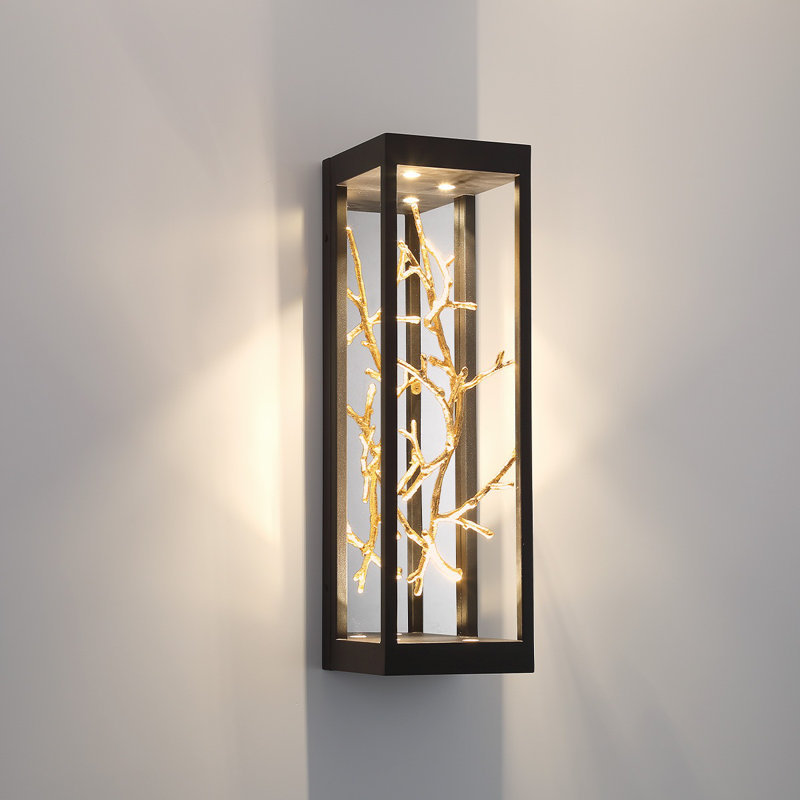 Black and Gold 20" LED Wall Sconce with Branch Design