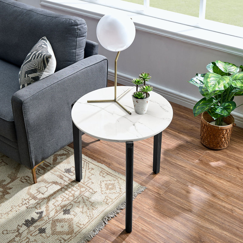 Table de bout ronde, Blanc / Blanc