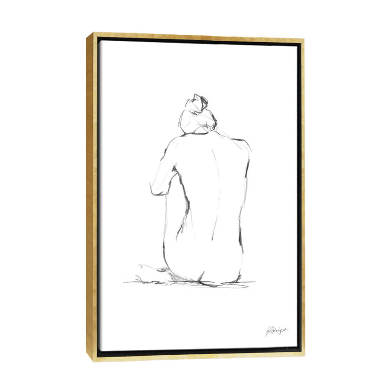 «Silhouette Contour IV» par Ethan Harper - dessin, reproduction, H 40 po x l 26 po x P 1,5 po, Toile encadrée d'or