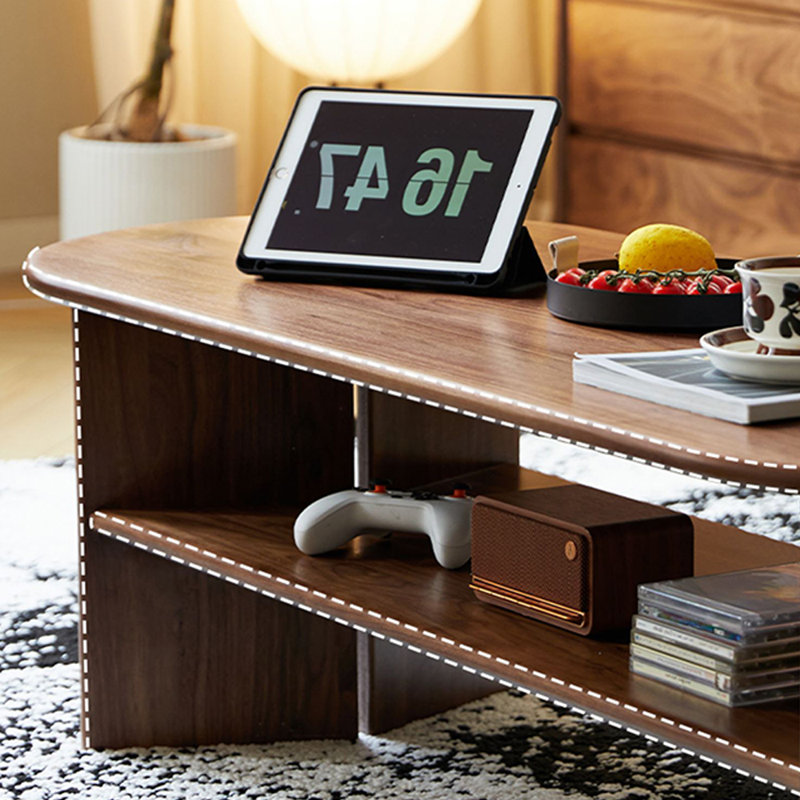 Table basse moderne en noyer avec deux couches