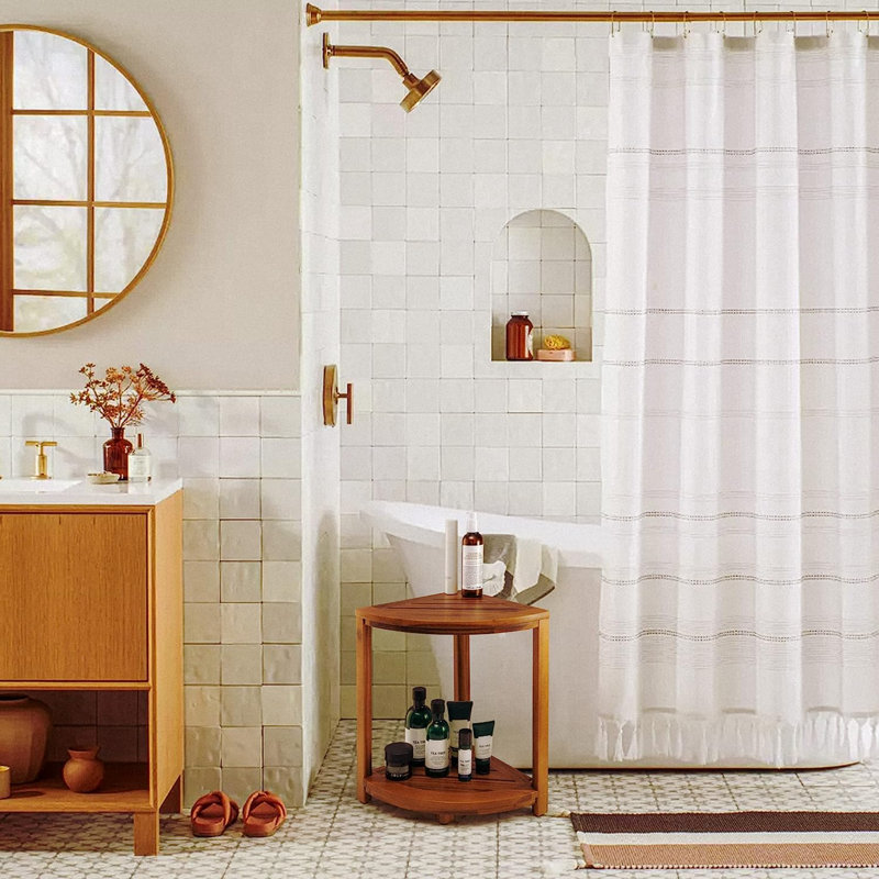Banc de douche en bois manufacturé Evanas