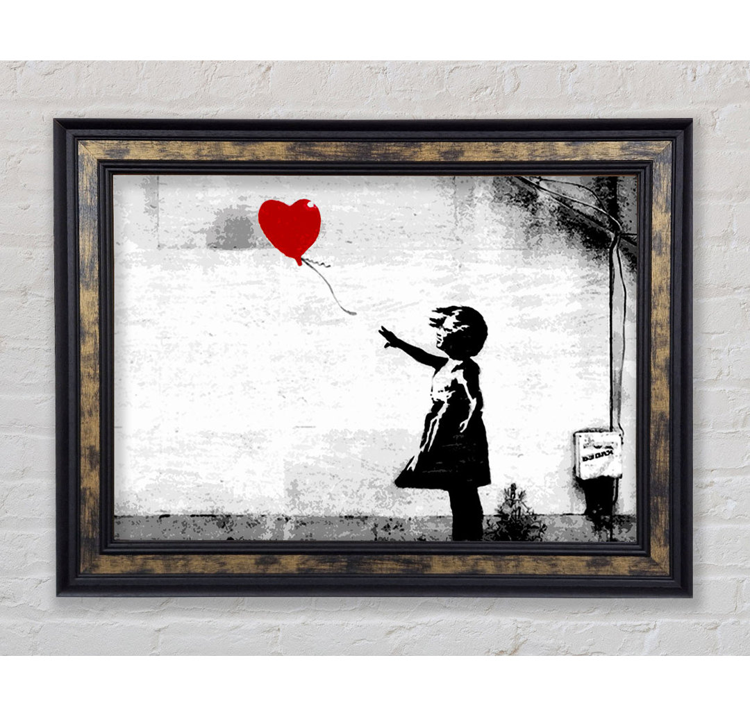 Gerahmtes Leinwandbild Balloon Girl Love Heart