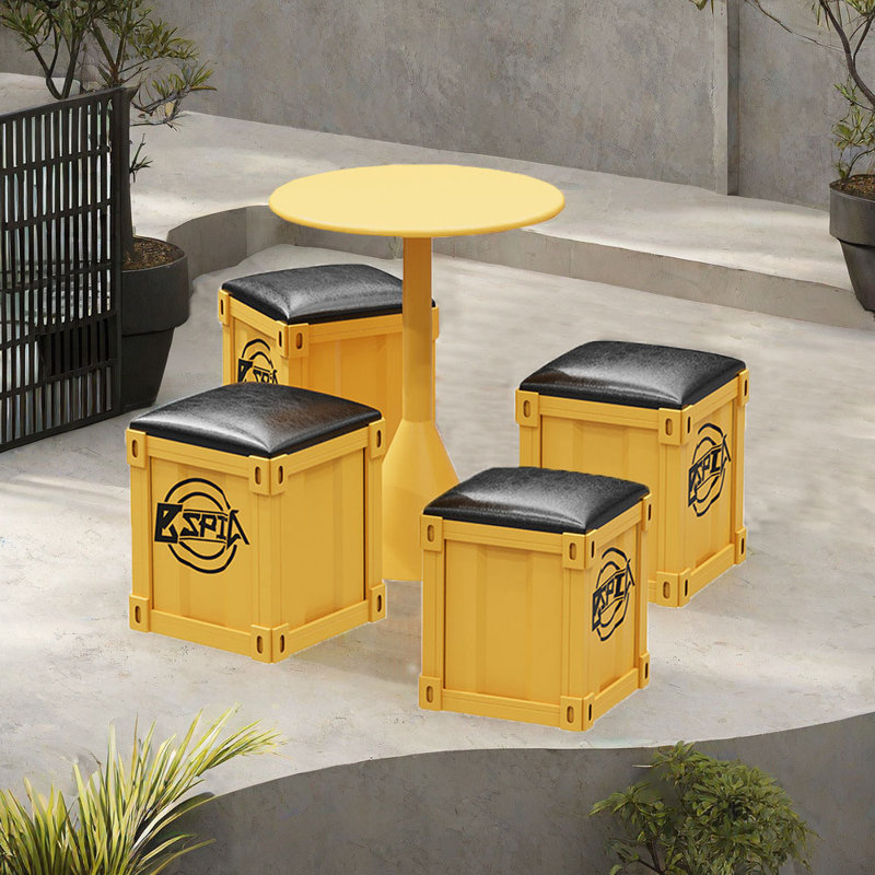 Ensemble de salle à manger Loresz, 3 Pieces: Table, 2 Chairs, Jaune, H 29,53 po x l 23,62 po x P 23,62 po