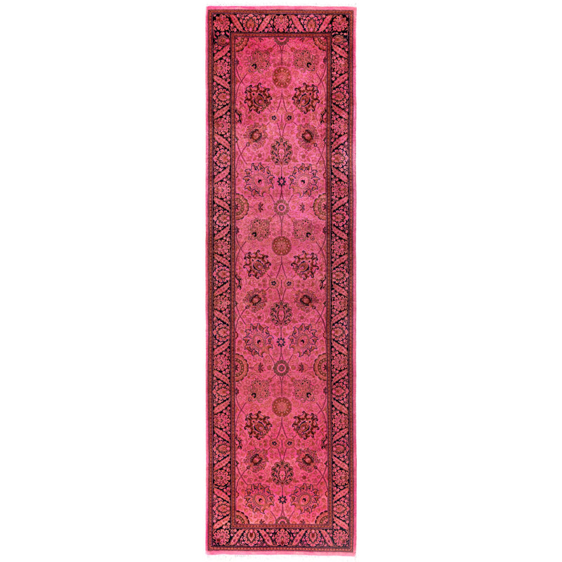 Overdyed Hand-Knotted Wool Modern-Contemporary Pink Runner 2' 5" x 9' 1"