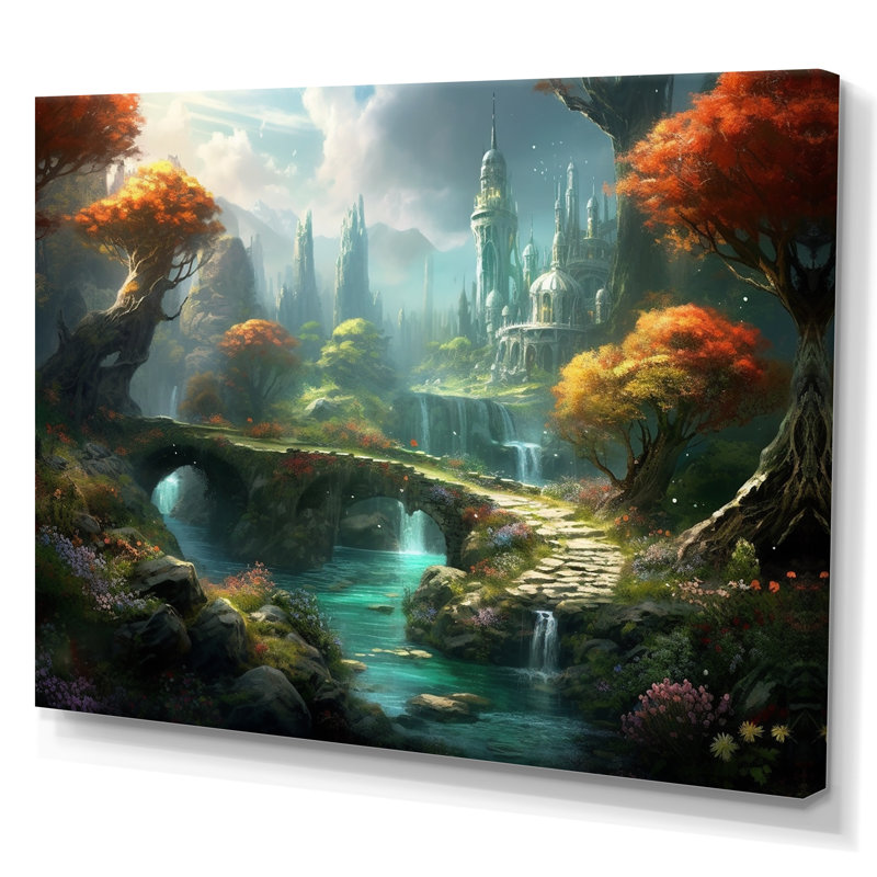 Impression sur toile Fairytale Castle I - Châteaux, H 12 po x l 20 po x P 1 po, Toile tendue