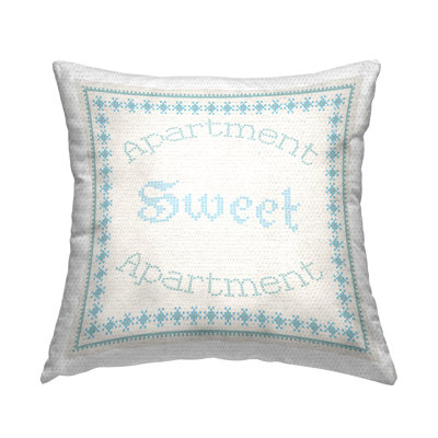 Sweet Apartment Phrase Traditional Pattern Border Outdoor Printed Pillow by Daphne Polselli
