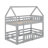Twin Over Twin House Bunk Bed With Door And Fence-291774506