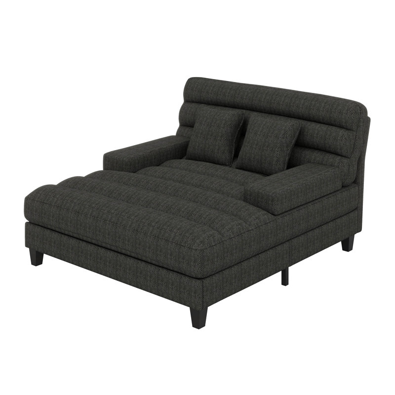 Méridienne moderne, dossier rembourré en chenille avec dossier réglable et bande lumineuse à DEL, Gris