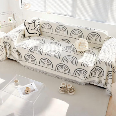 Half Arch Jacquard Warm Couch Cover Cozy Sofa Covers Fluffy Plush Sofa Slipcover Furniture Protector Couch Cozy Washable Furniture Protector For Kids
