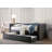 Gray Finish Transitional Style Daybed With Trundle Nailhead Trim Padded Button Tufted Upholstery Tuxedo Design Slat Kit Included-1179176584