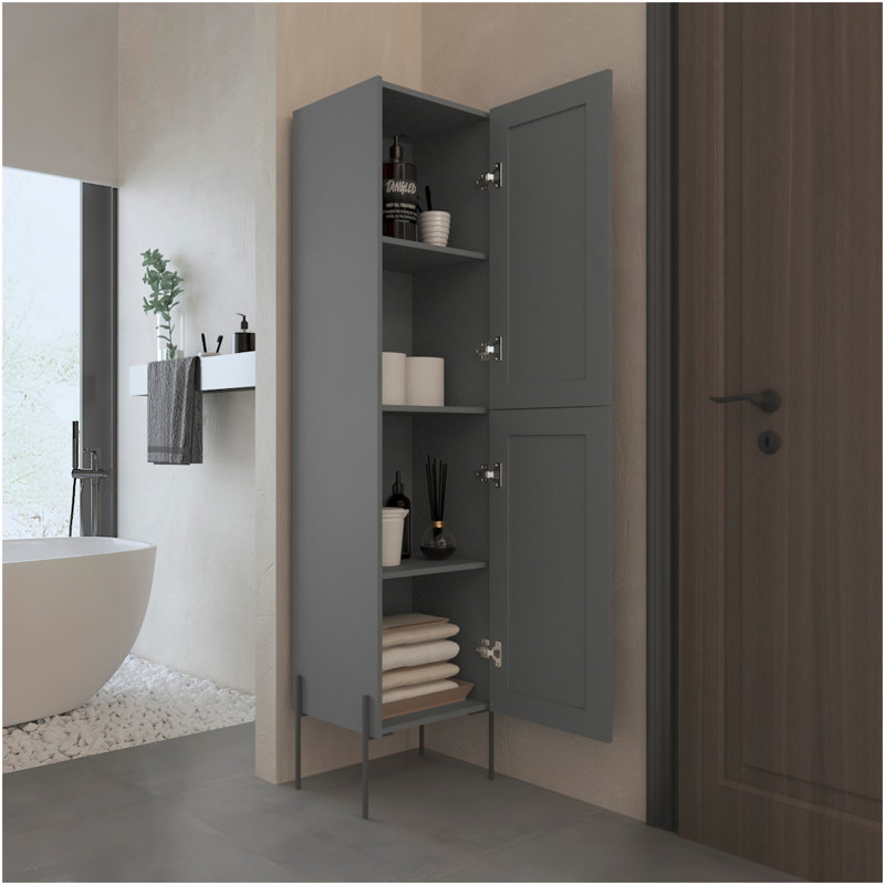 Grande armoire à shaker en lin à une porte à quatre niveaux 71 po Hagi