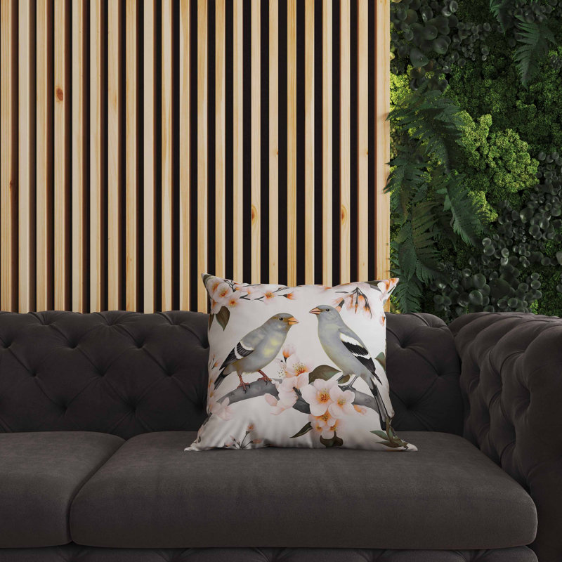 Coussin Goldfinch Haven Broadcloth, H 16 po x l 16 po, Argent / orange
