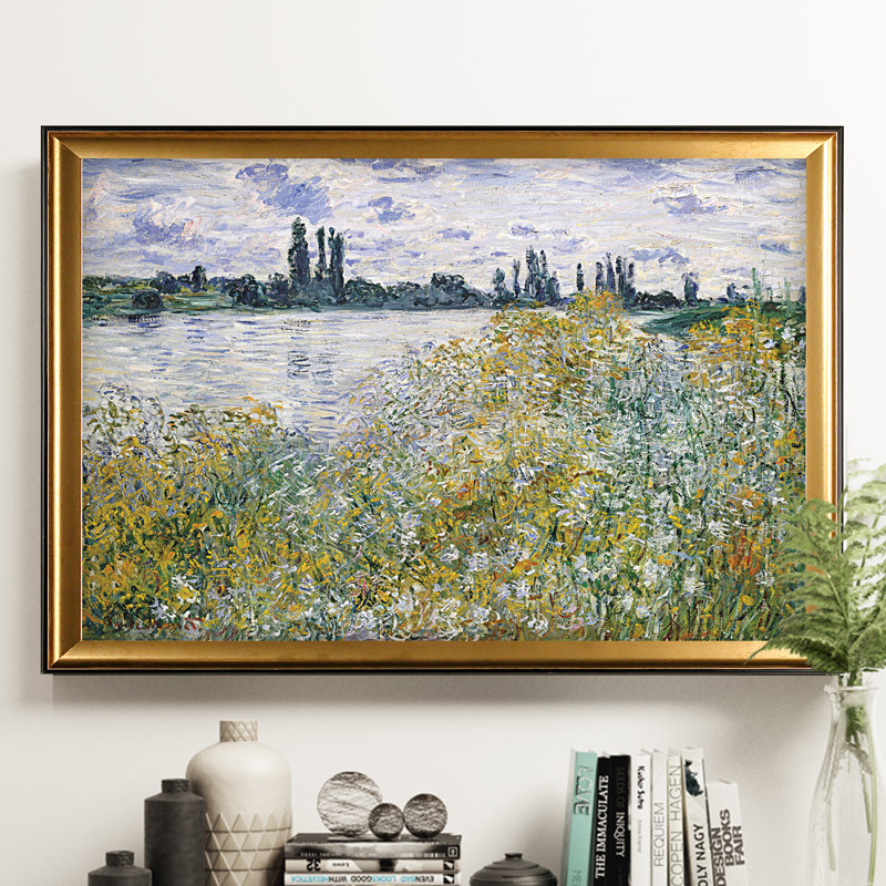 « le fleurs near theuil », impression, Cadre doré, H 27 po x l 39 po x P 2 po, Pas de tapis