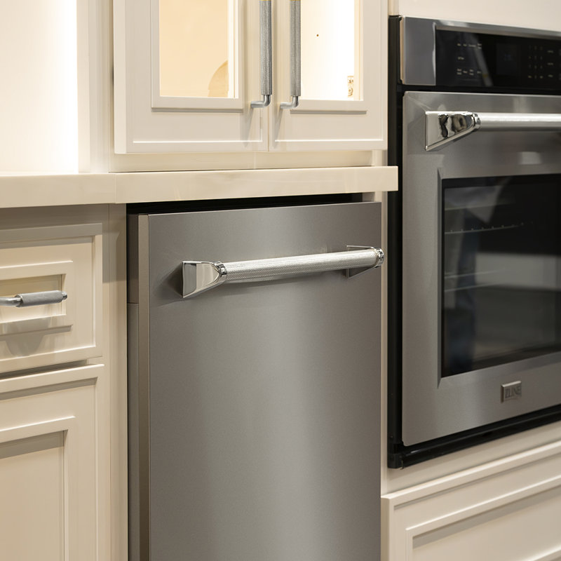 ZLINE Autograph 24 in. Monument 3rd Rack Dishwasher with Champagne Bronze Helix Handle, 45dBa, Nickel