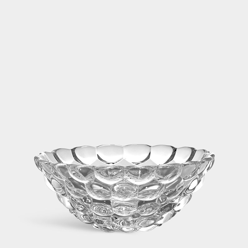 Raspberry Handmade Crystal Decorative Bowl, 3" H x 7.5" W x 7.5" D