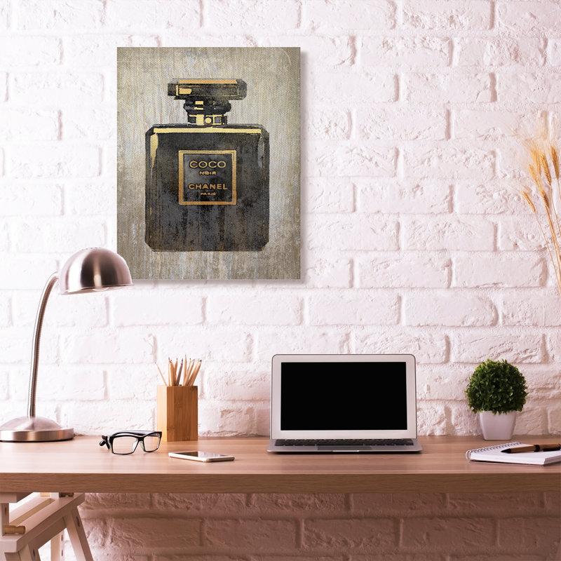 « mode design designer look black gold textured », art textuel, Toile tendue, H 40 po x l 30 po