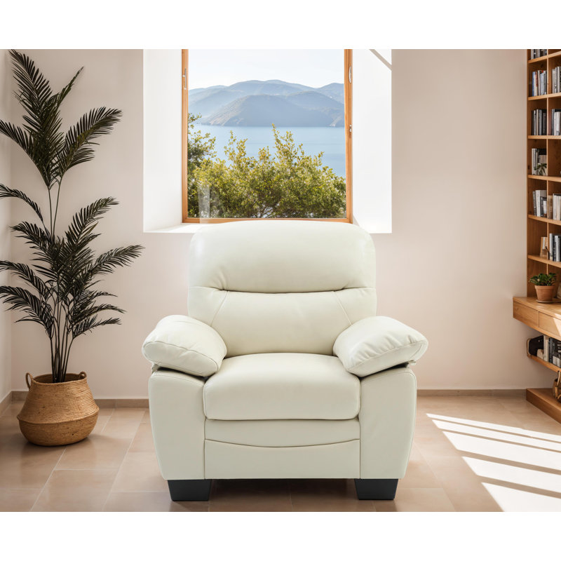 Pingry Faux Leather Chair, Pearl Faux Leather