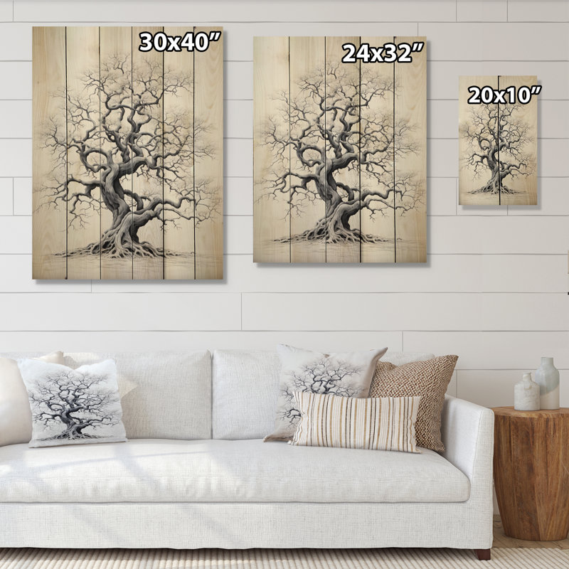 Arbre blanc harmonie paysage II, H 32 po x l 24 po x P 0,78 po
